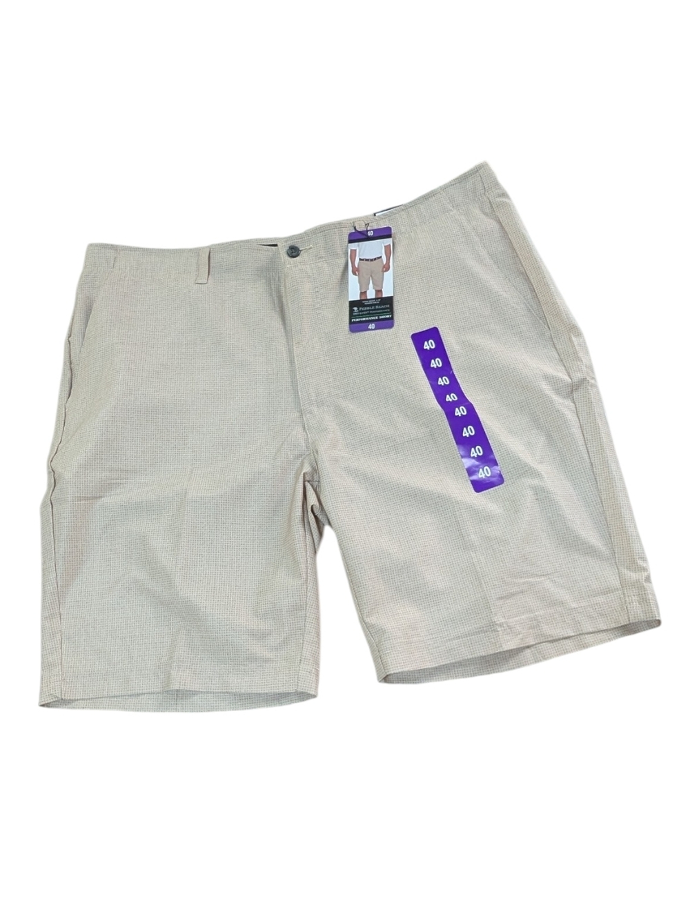 Pebble Beach, Men's Tan Checked Shorts. Sz 40 NWT